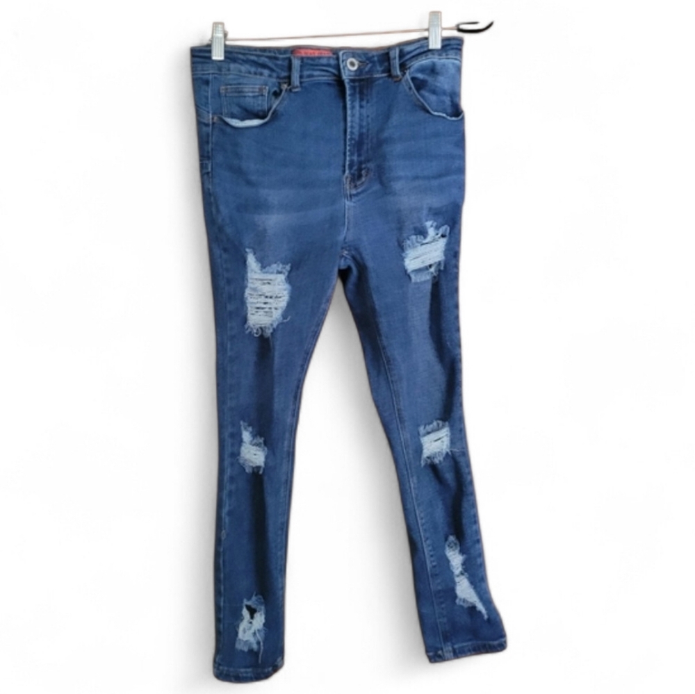 Wax Jean Women's Ripped Blue Skinny Jeans #7